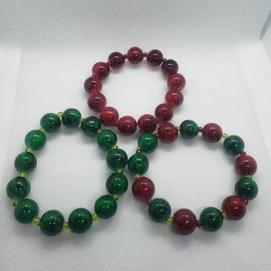 Marbled Glass Bead Bracelet Three set